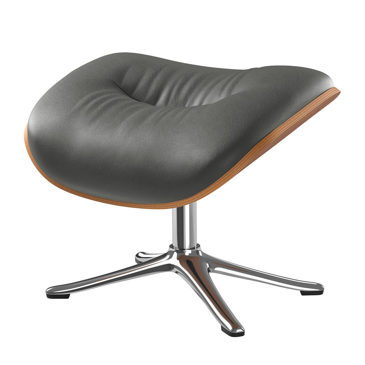 POLSTERHOCKER - Chromfarben/Grau, Leder/Metall (44/39/42cm) - home24