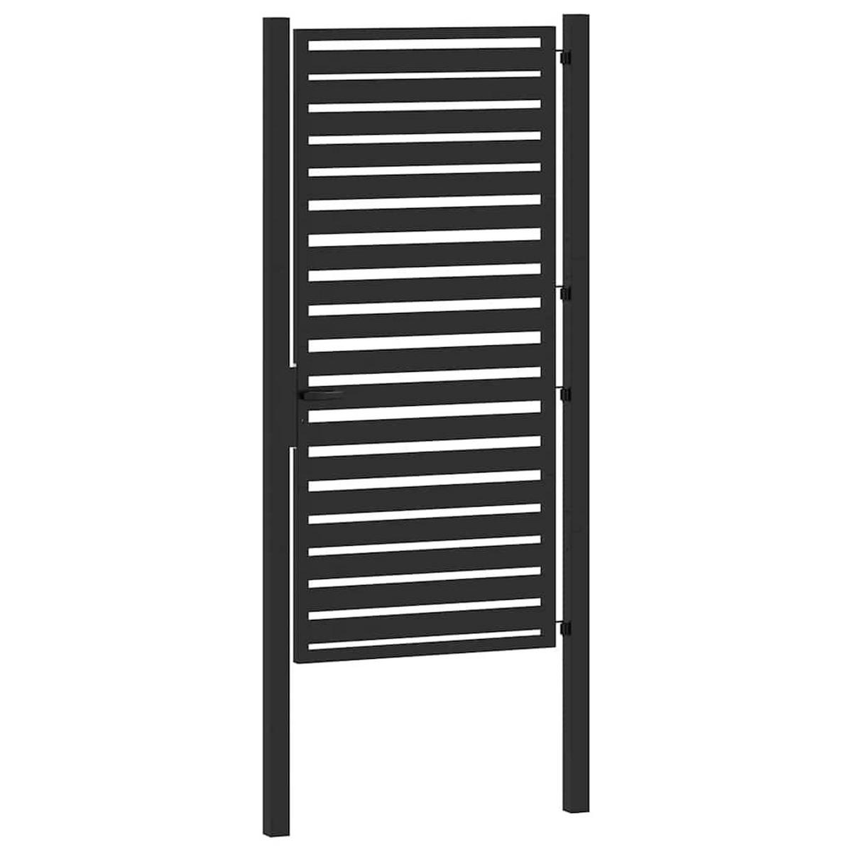 GARTENTOR, Abschließbar, 100/180 cm, aus Aluminium, Schwarz - Schwarz, Metall (100/231cm) - vidaXL