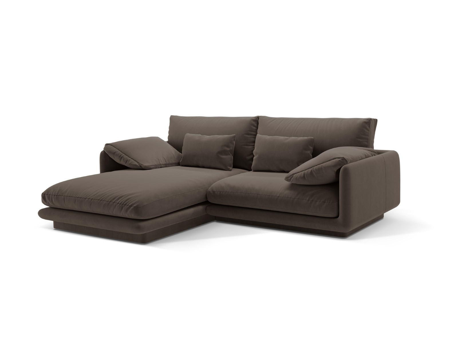 ECKSOFA links Torino aus Samt ebenholz 3 Sitzplätze - Graubraun, Textil (170/220cm) - Micadoni