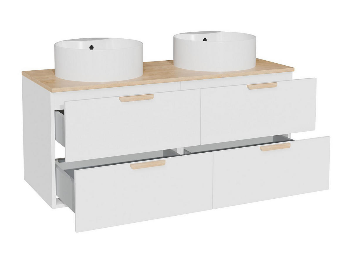 DOPPELWASCHTISCH - 120 cm x 46 cm - holz - weiß Avoreli - Weiß, Holz (120/50/46cm) - Vente-Unique