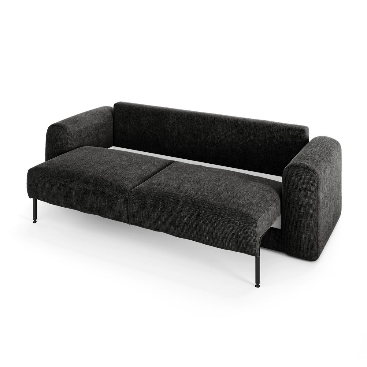 SCHLAFSOFA mit Stauraum in Nussbaum RIO Köpergewebe Dunkles Anthrazit 250cm - Dunkelgrau/Anthrazit, Textil (250/90/95cm) - Sia Home