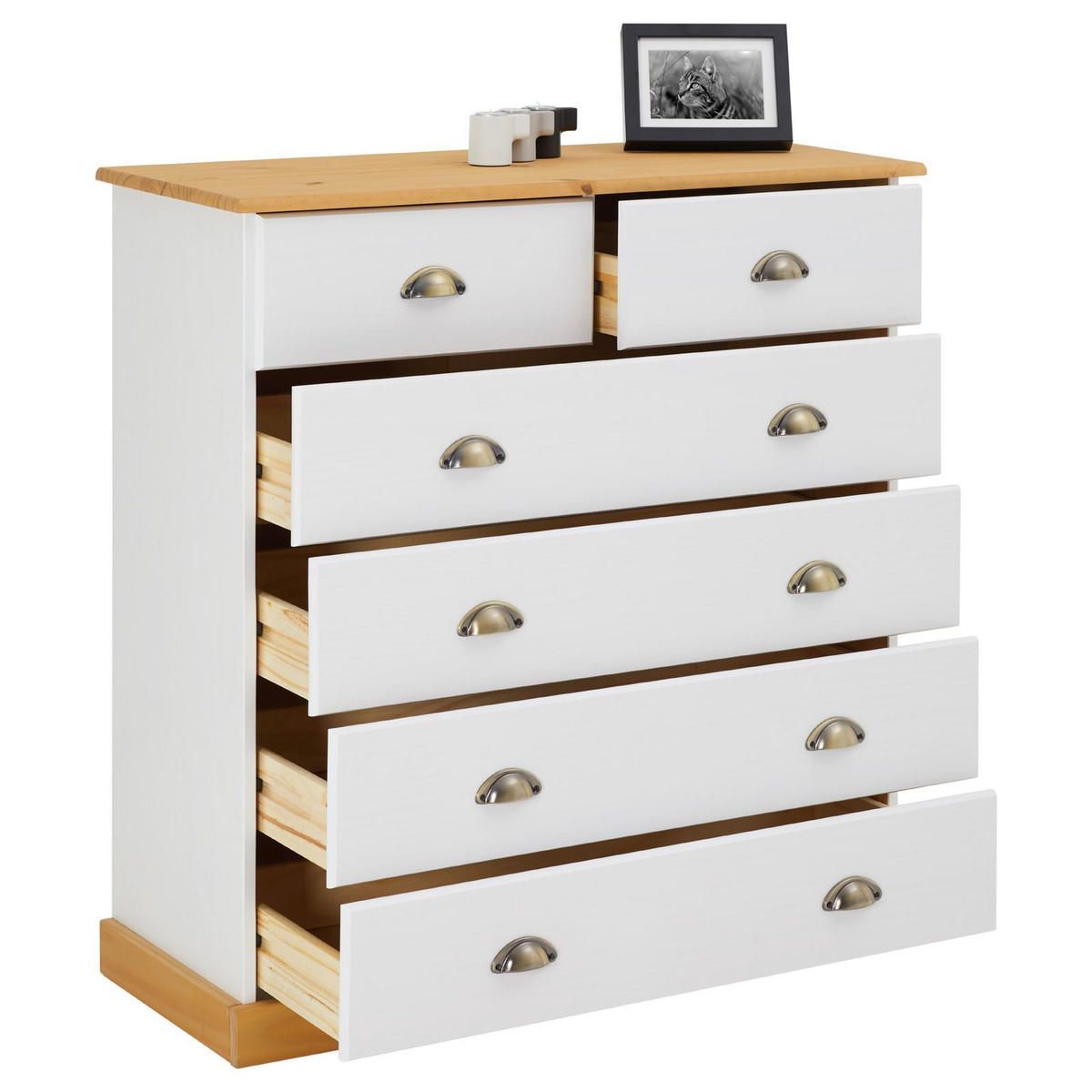 KOMMODE PARIS - Weiß/Braun, Holz (91/95/39cm) - IDIMEX