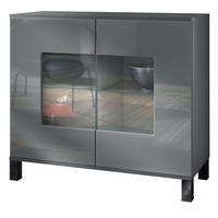 KOMMODE Grömitz Grau Hochglanz - Grau, Holzwerkstoff (92.5/84.5/35cm) - Vladon