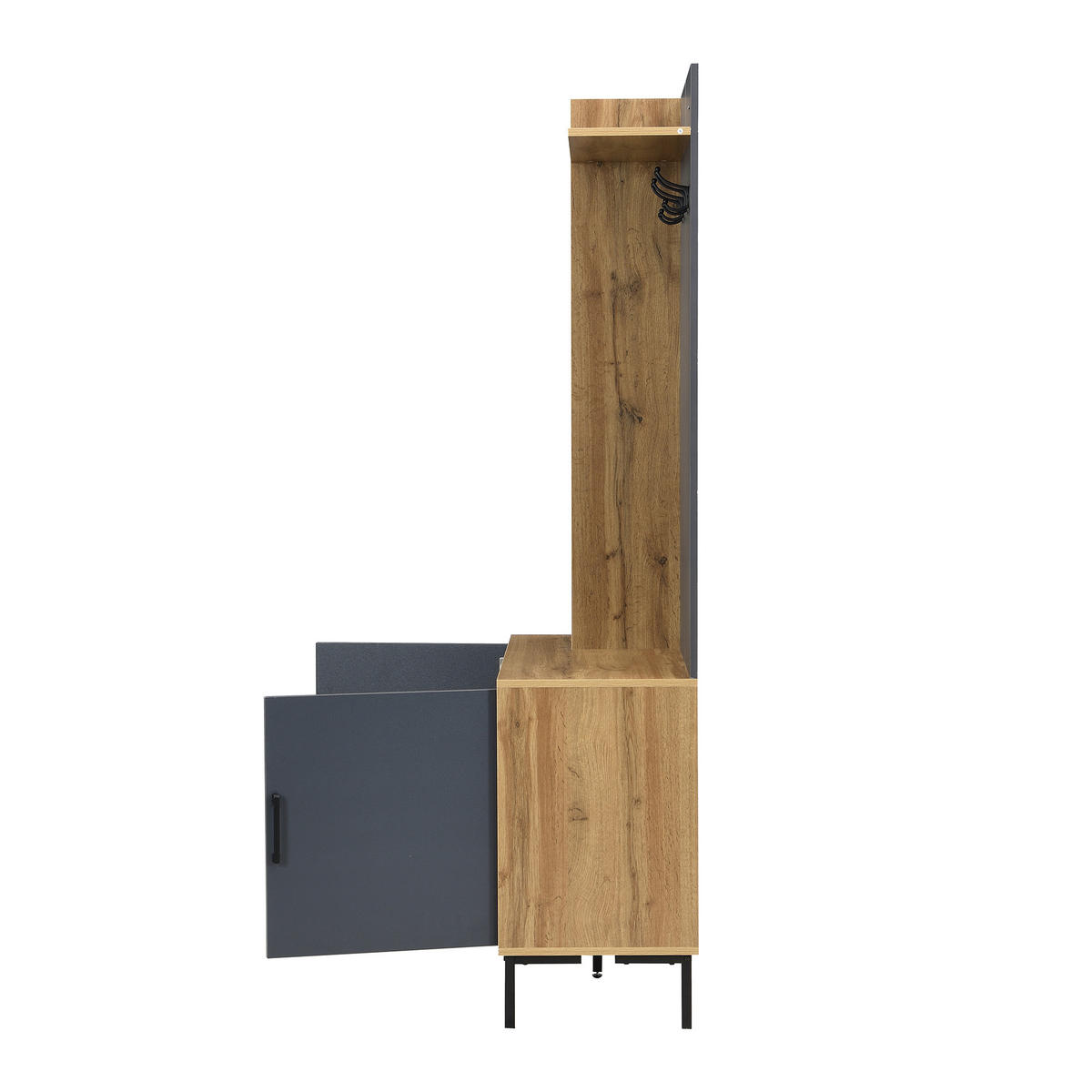 KLEIDERSCHRANK Schuhfach Regale Haken verstellbar modern - Naturfarben, Holzwerkstoff (40/190.05/100cm) - FLIEKS