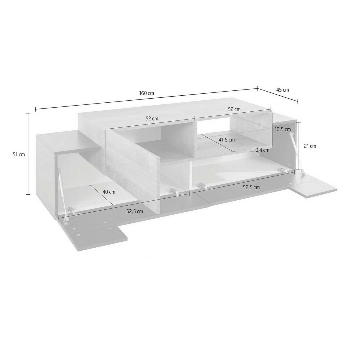 FERNSEHSCHRANK Anthrazit, Ahorn 45/160/51 cm - Schwarz, Holzwerkstoff (160/51/45cm) - DMORA