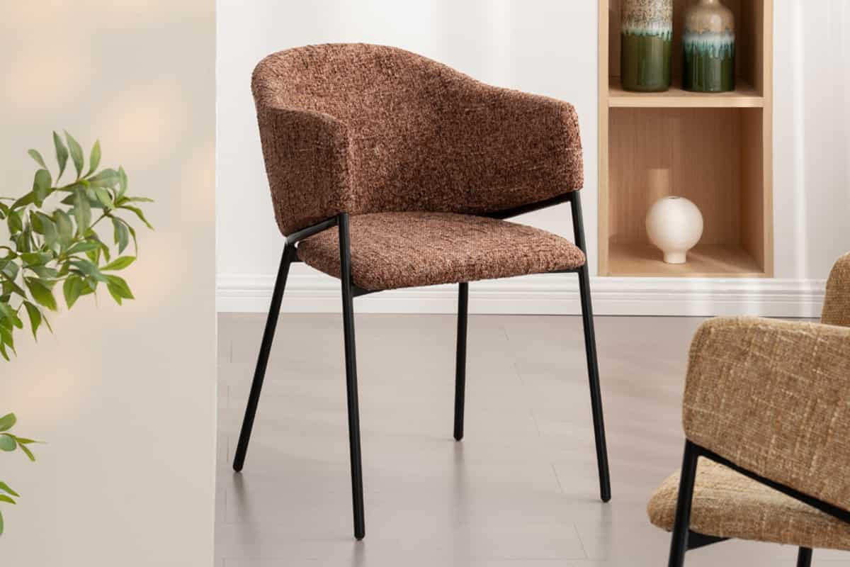 STUHL NOBLESSE Chenille Braun 80 cm - Schwarz/Braun, Kunststoff/Textil (52/77/60cm) - riess-ambiente