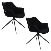 ESSZIMMERSTUHL Doulton Swivel Schwarz - 2 er Set - Schwarz, Textil (67/80/61cm) - Zuiver