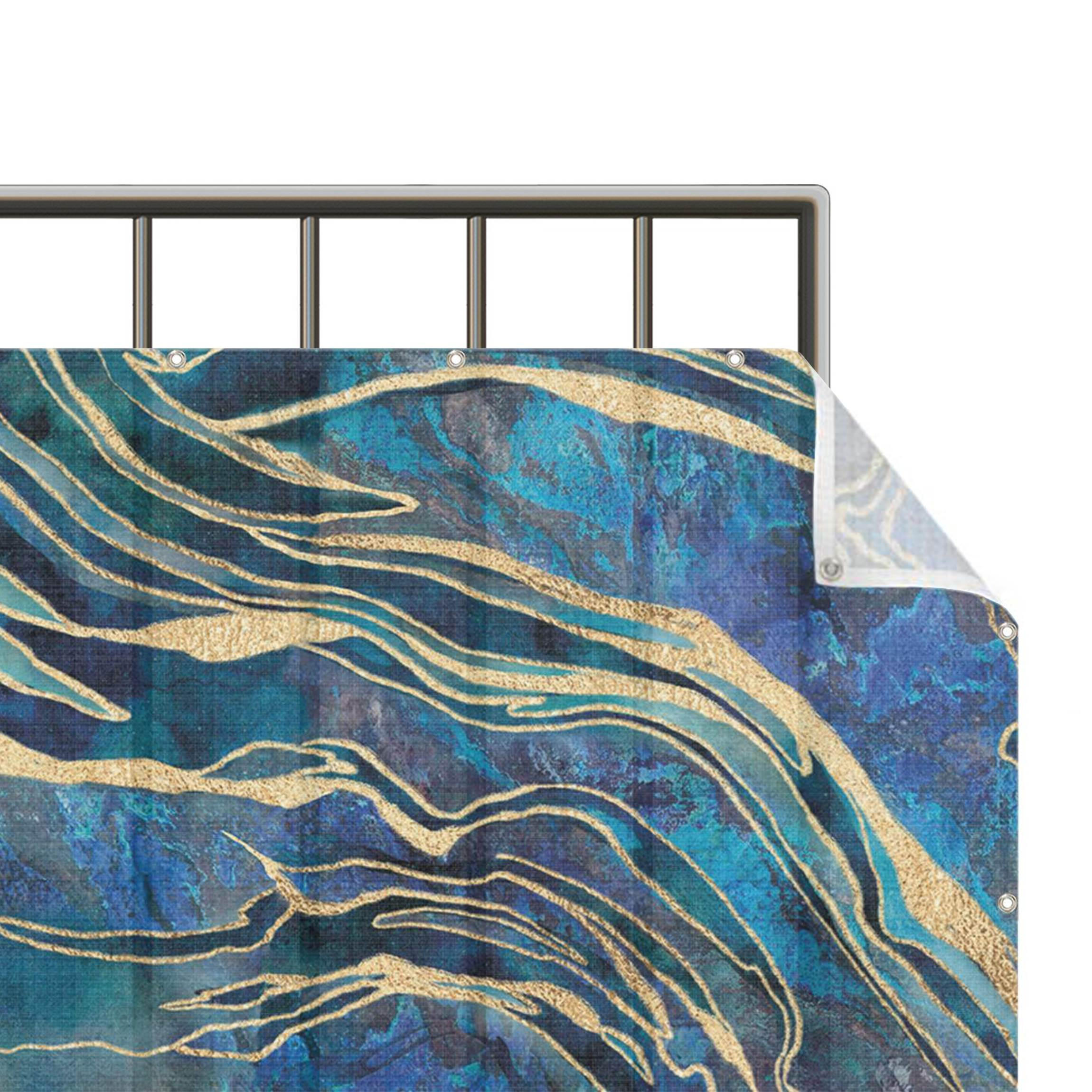 BALKON SICHTSCHUTZ Edelstein Aquamarin und Gold 700/50 cm - Blau, Kunststoff (700/50cm) - Bilderwelten