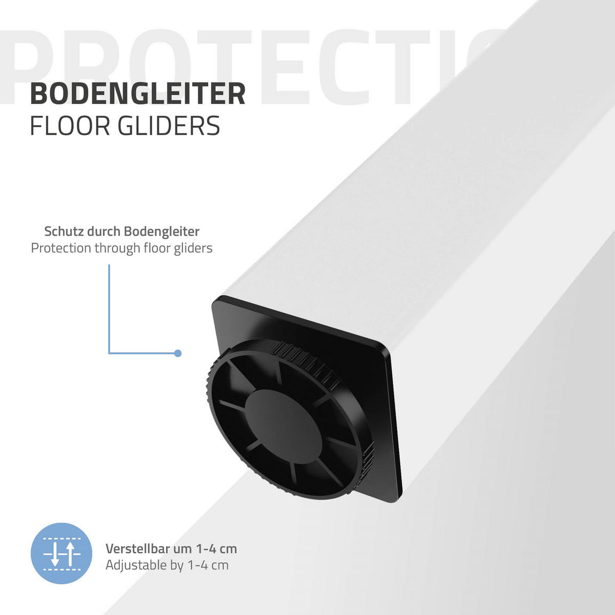 TISCHBEINE 4er Set I-Design H:42 cm Weiß 4x4 cm - Weiß, Metall (4/42/4cm) - ML-DESIGN