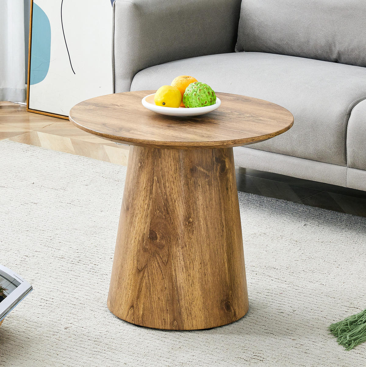 BEISTELLTISCH rund Ø 50 cm MDF Holzoptik - Braun, Holz (50/50/48cm) - Meubliv