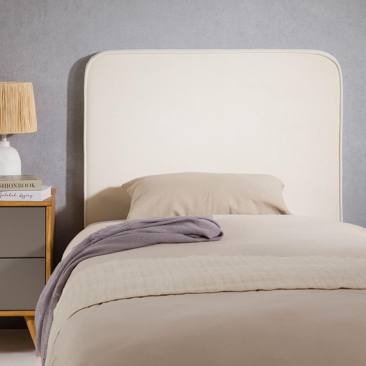 KOPFTEIL LUNAR 90x190 cm cremeweiß - Creme, Textil (90/68/6cm) - IDIMEX