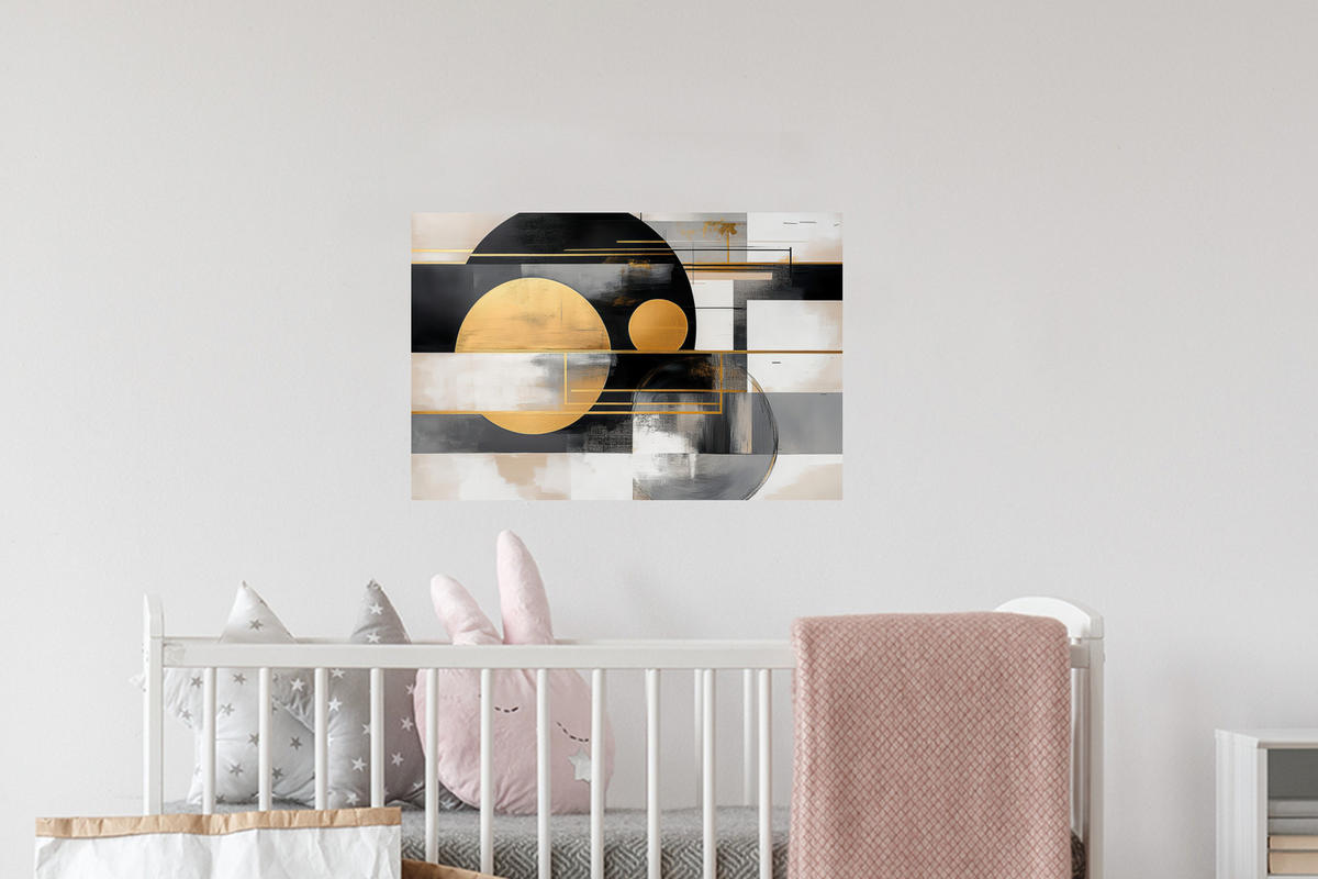 WANDTATTOO Abstrakt - Gold - Silber - Formen - Ästhetisch - Modern 60x40 cm - Goldfarben, Kunststoff (60/40/0.1cm) - MuchoWow