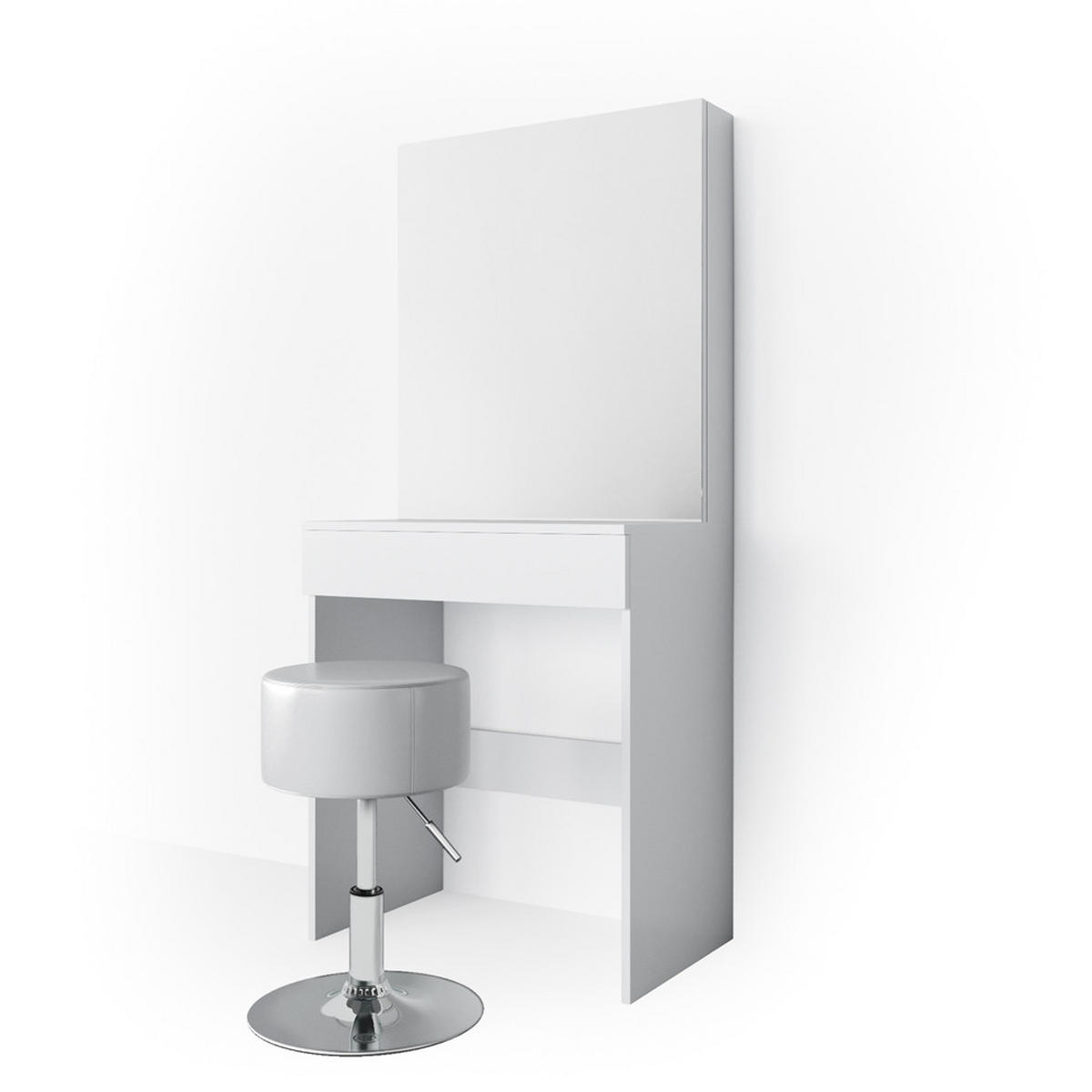 SCHMINKTISCH Melle Weiß 68 cm mit Hocker - Weiß, Holzwerkstoff (68/155/42cm) - Vicco