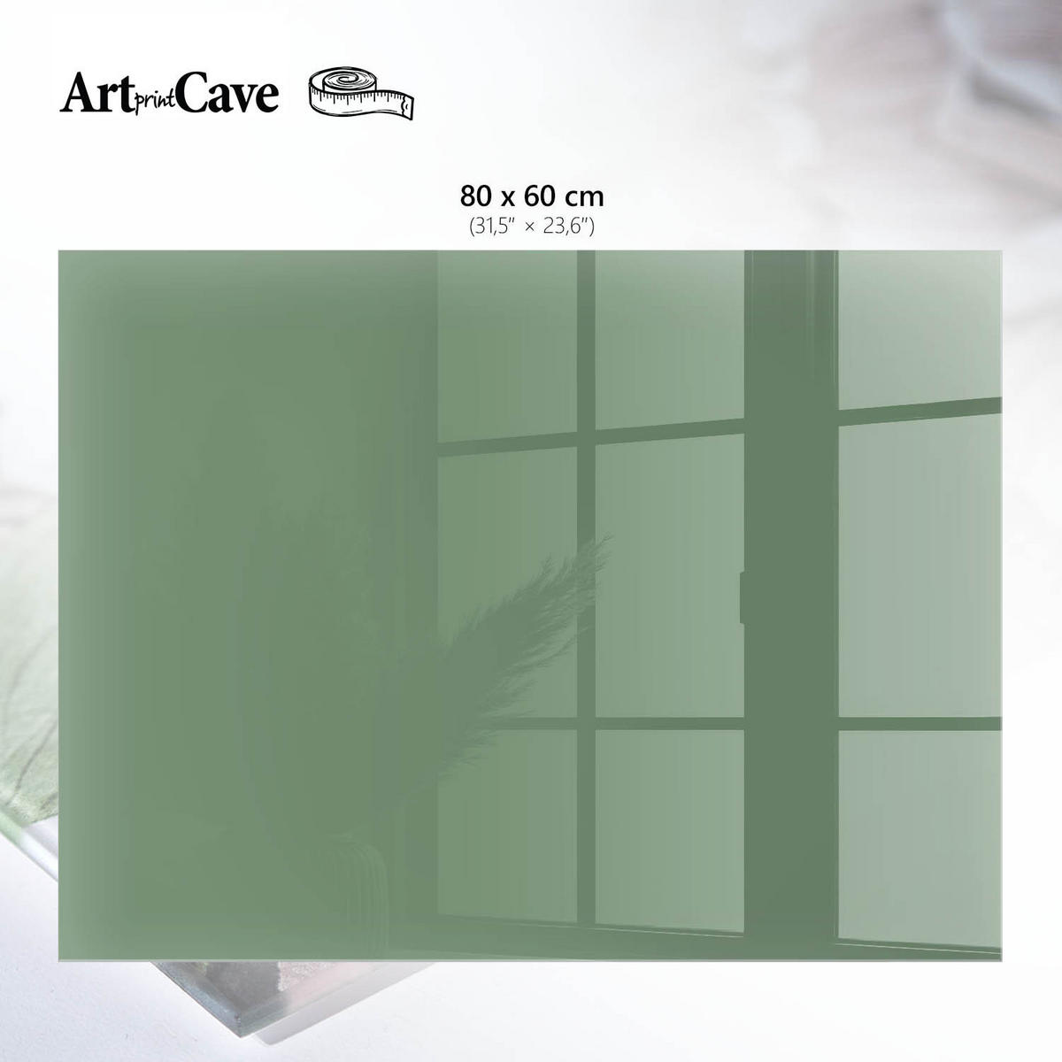 GLASPLATTE 80x60 cm – Gedämpftes Grün - Creme, Glas (0.4/80/60cm) - ArtPrintCave