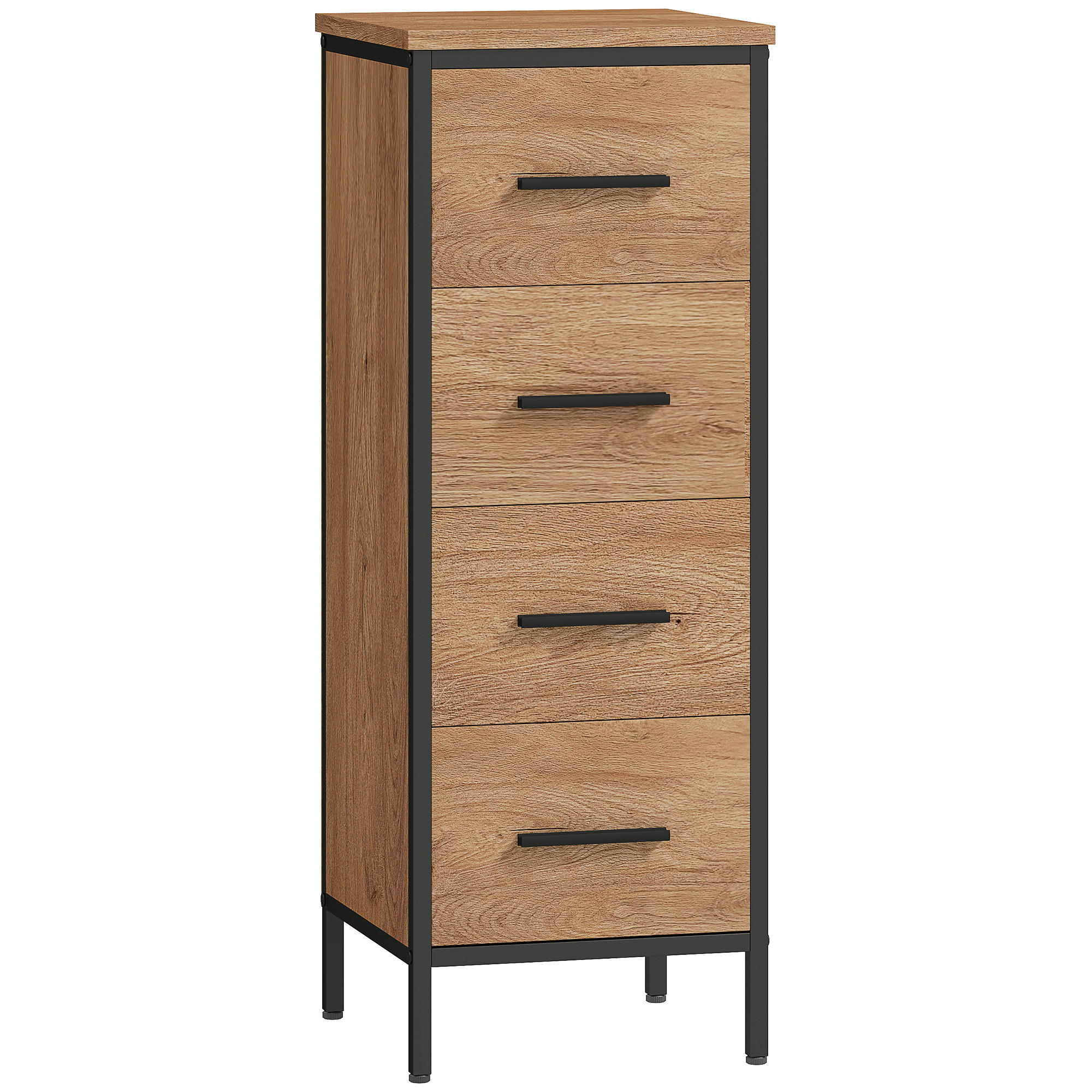 BADRUMSSKÅP i MDF och stål, ek Ekfärgad 82/30/30 cm