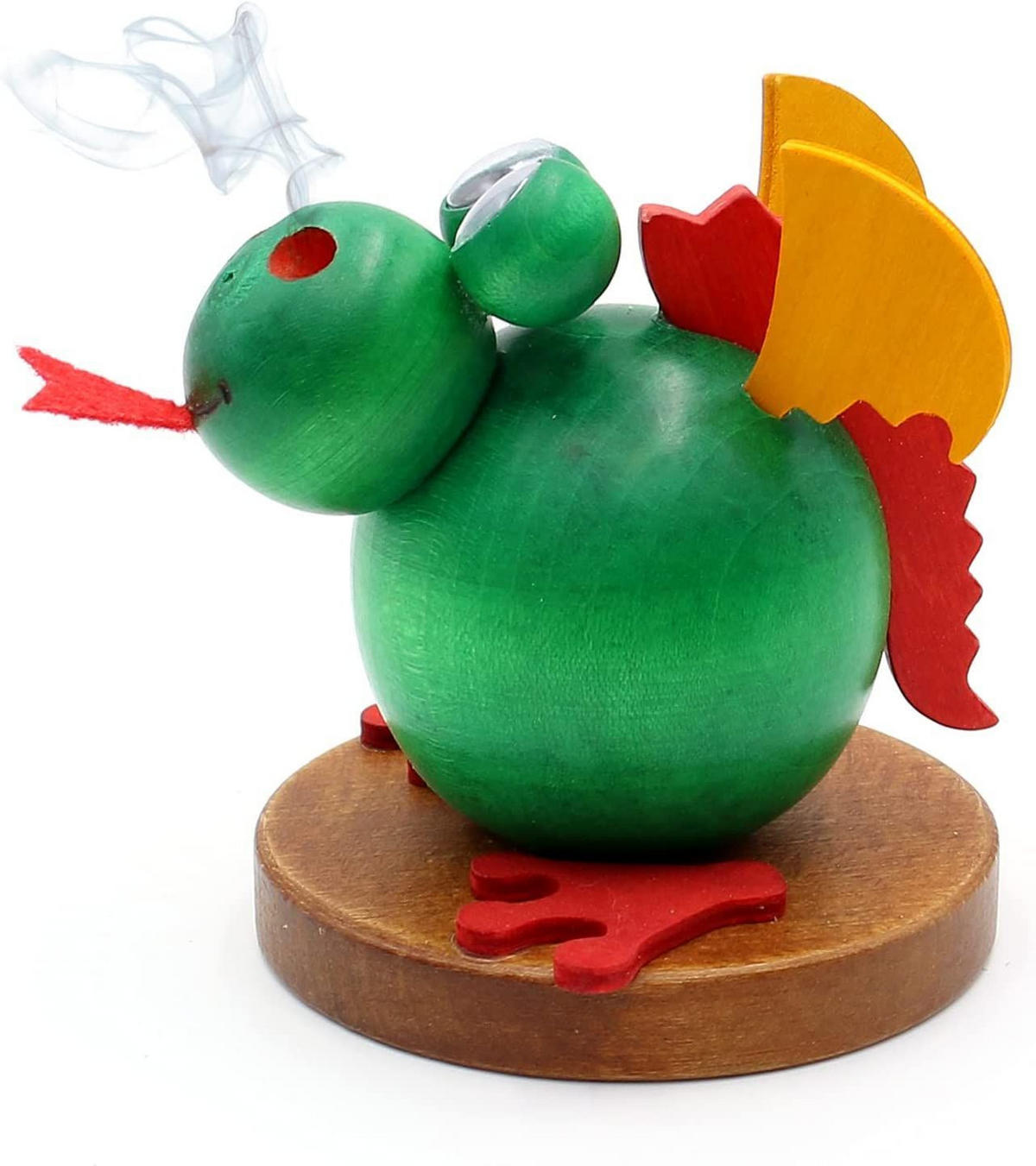 RAUCHFIGUR Drache grün 9/9/11 cm - Grün, Holz (9/11/9cm) - Dekoteam24