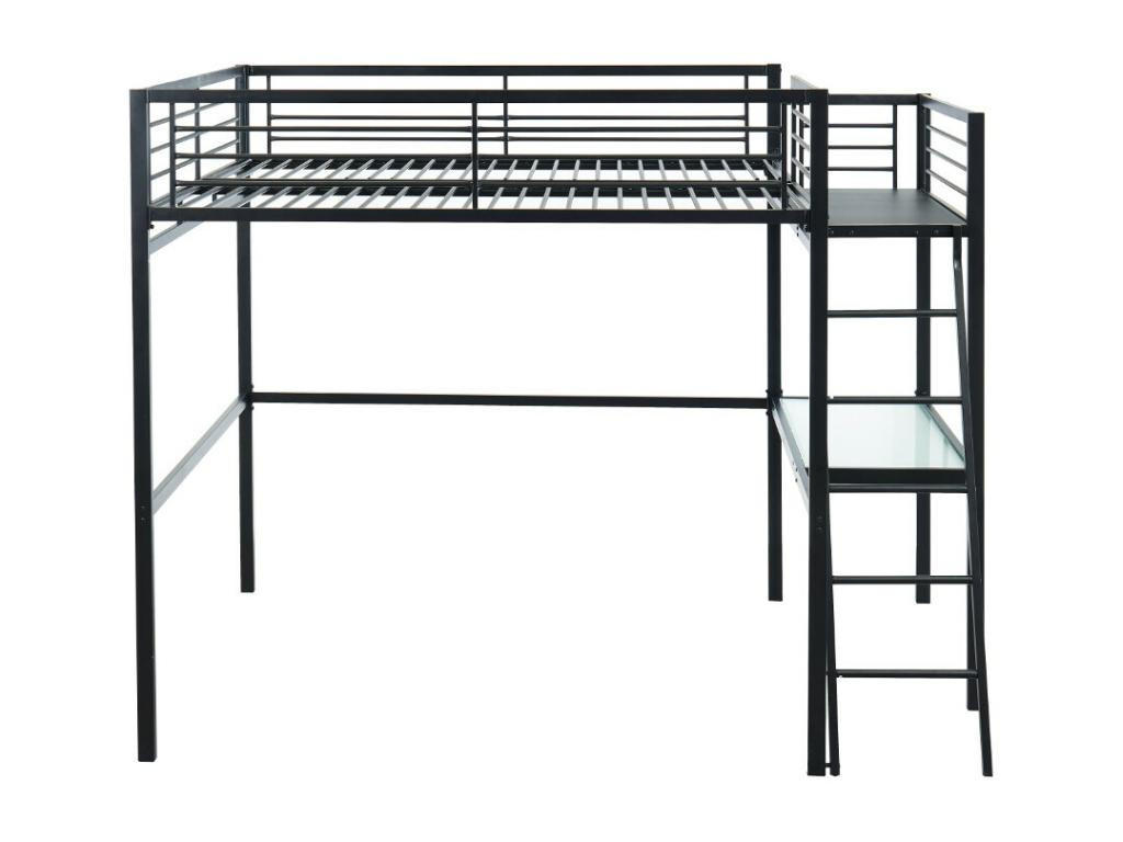 HOCHBETT mit Schreibtisch - 140 x 190 cm - Anthrazit - CASUAL II - Anthrazit, Metall - Vente-Unique