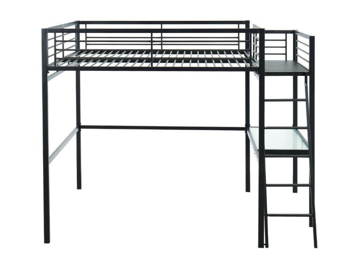 HOCHBETT mit Schreibtisch - 140 x 190 cm - Anthrazit - CASUAL II - Anthrazit, Metall - Vente-Unique