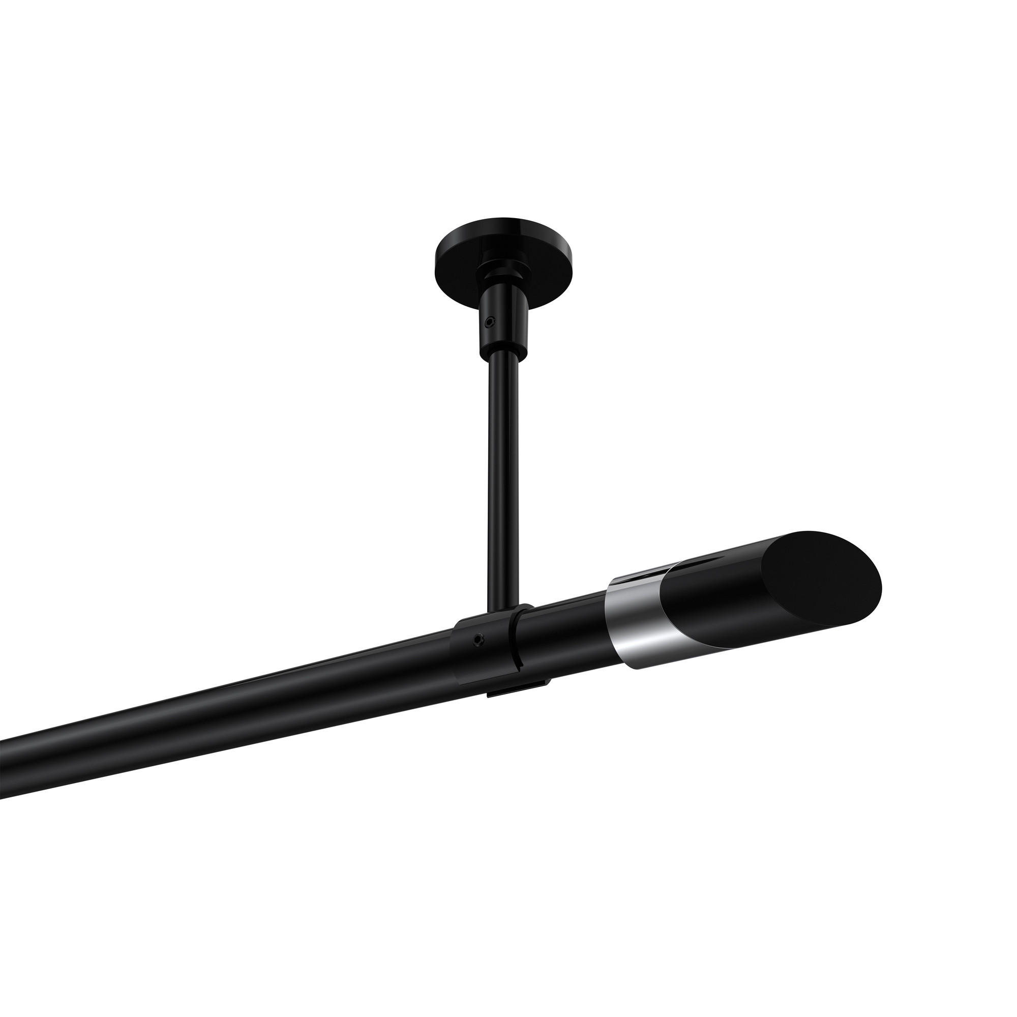 GARDINENSTANGE Sonette Verano 140 cm, 1-läufig, 20 mm Ø Schwarz - Chromfarben/Schwarz, Metall (140cm) - INTERDECO