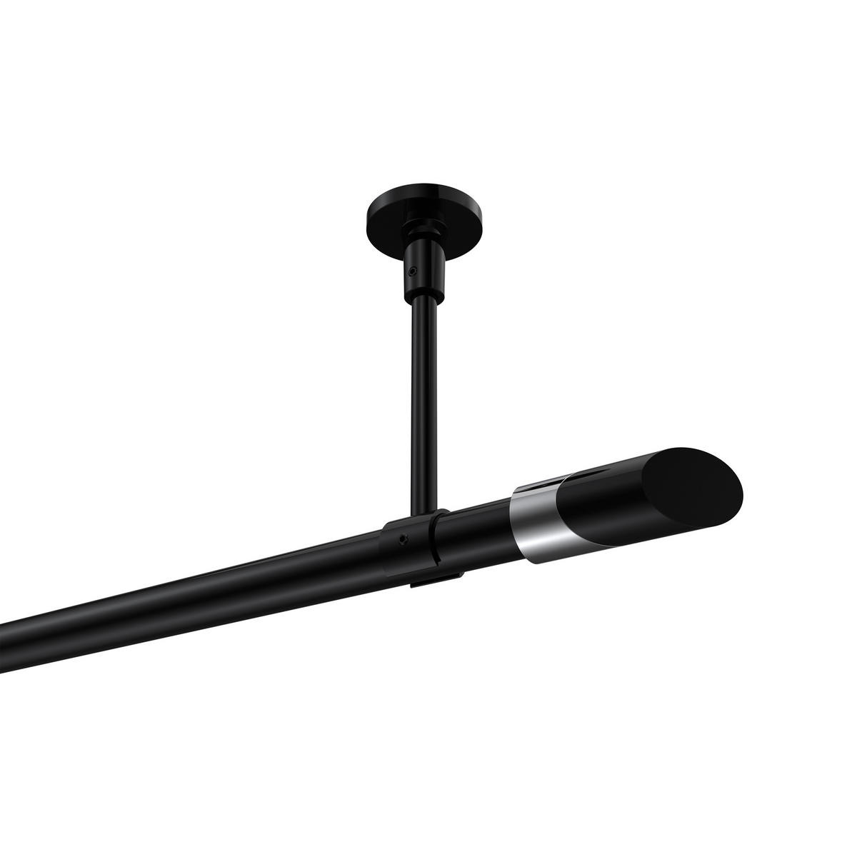 GARDINENSTANGE Sonette Verano 140 cm, 1-läufig, 20 mm Ø Schwarz - Chromfarben/Schwarz, Metall (140cm) - INTERDECO