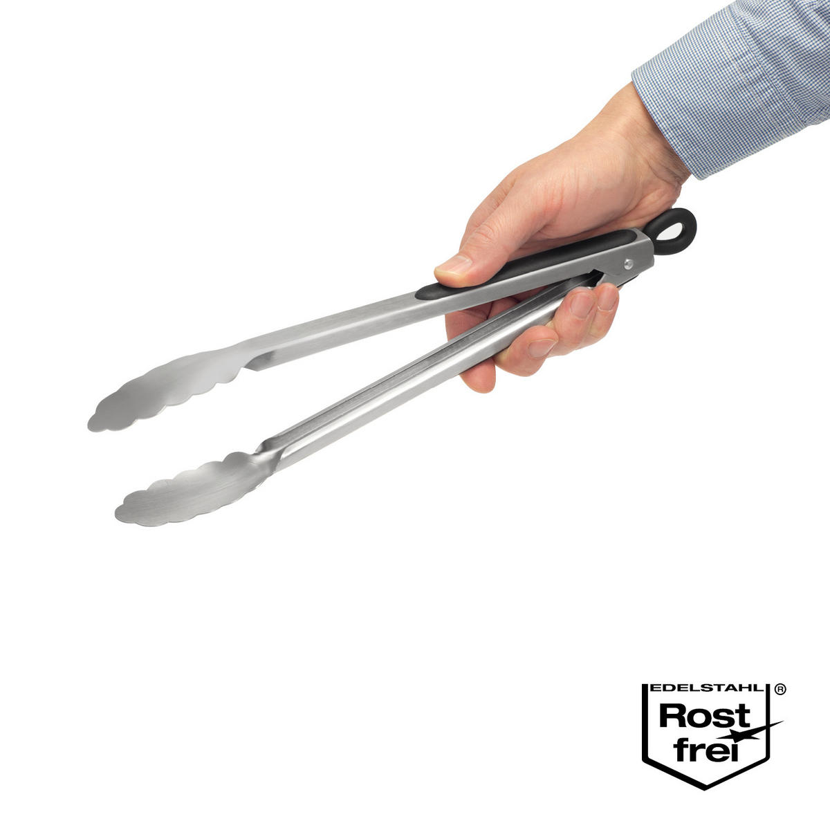 GRILLZANGEN 2er-Set, schwarz - Edelstahlfarben, Metall (44.5cm) - bremermann