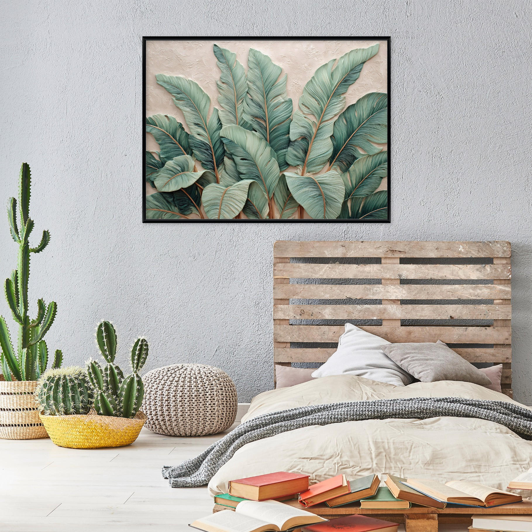 ZARÁMOVANÉ obrazy abstraktné listy zelené 120x80 cm - viacfarebná, kompozitné drevo (120/80cm) - Wallarena