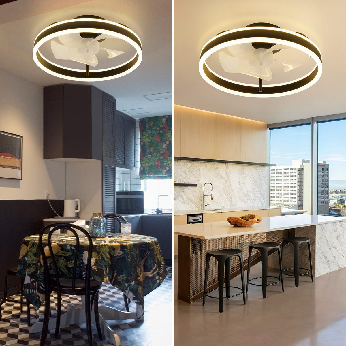 DECKENVENTILATOR Essenz II 40/40/16cm - Schwarz, Kunststoff (40/40/16cm) - Nettlife