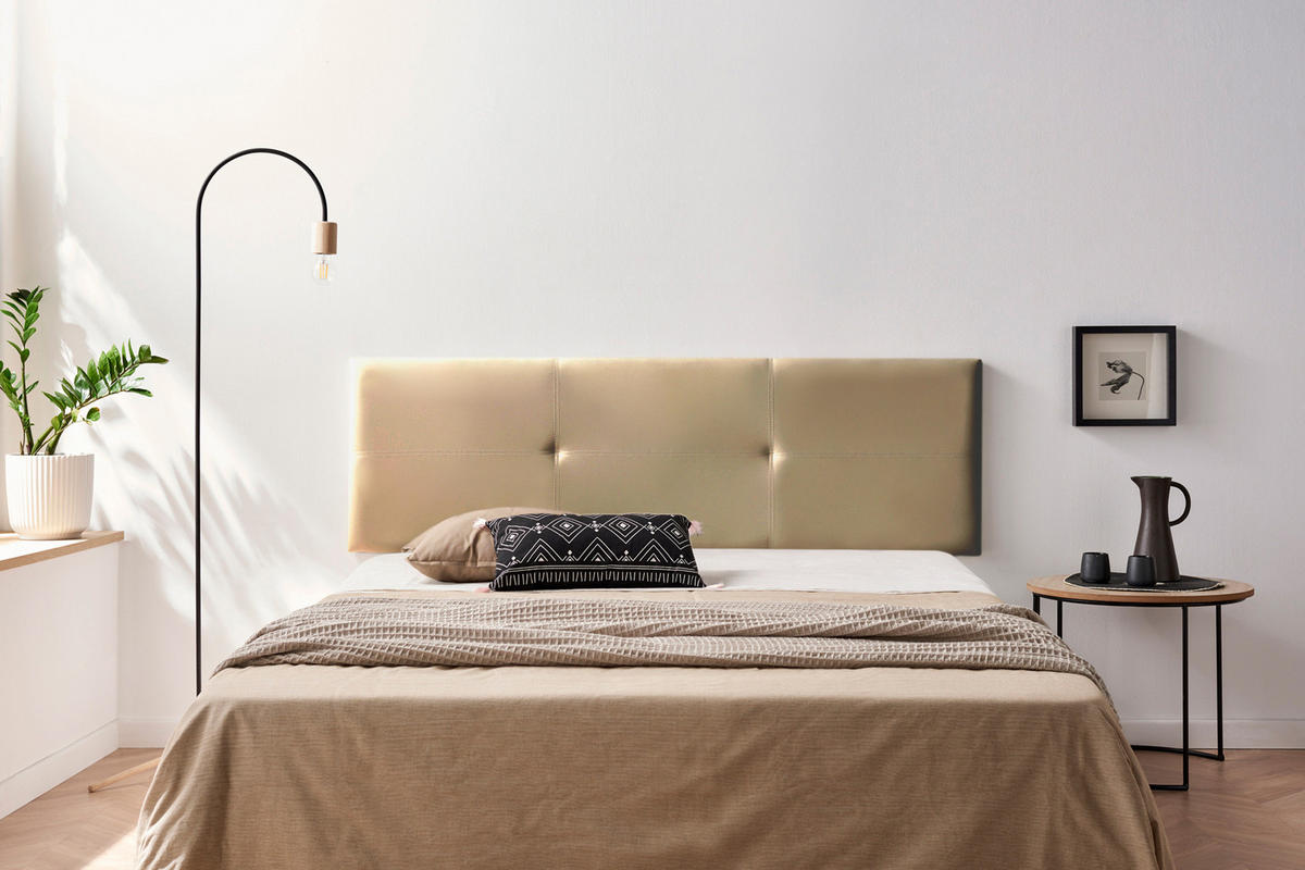 KOPFTEIL gepolstert ALMA Kunstleder 170x50x5 cm - Gold - Moonia - Goldfarben, Holz (170/5/50cm)