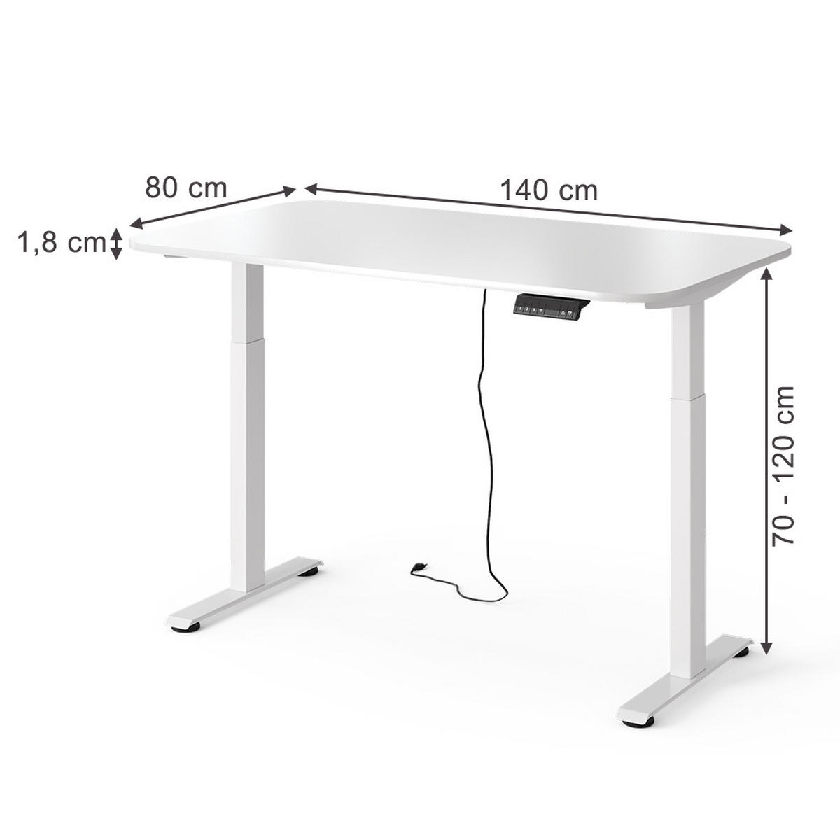 PSACÍ STŮL Elevate Bílá - bílá, kov (80/140/120cm) - Vicco