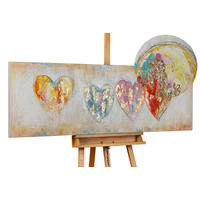 ÖLGEMÄLDE 150/50 cm - Türkis/Pink, Holz/Textil (150/50cm) - KUNSTLOFT