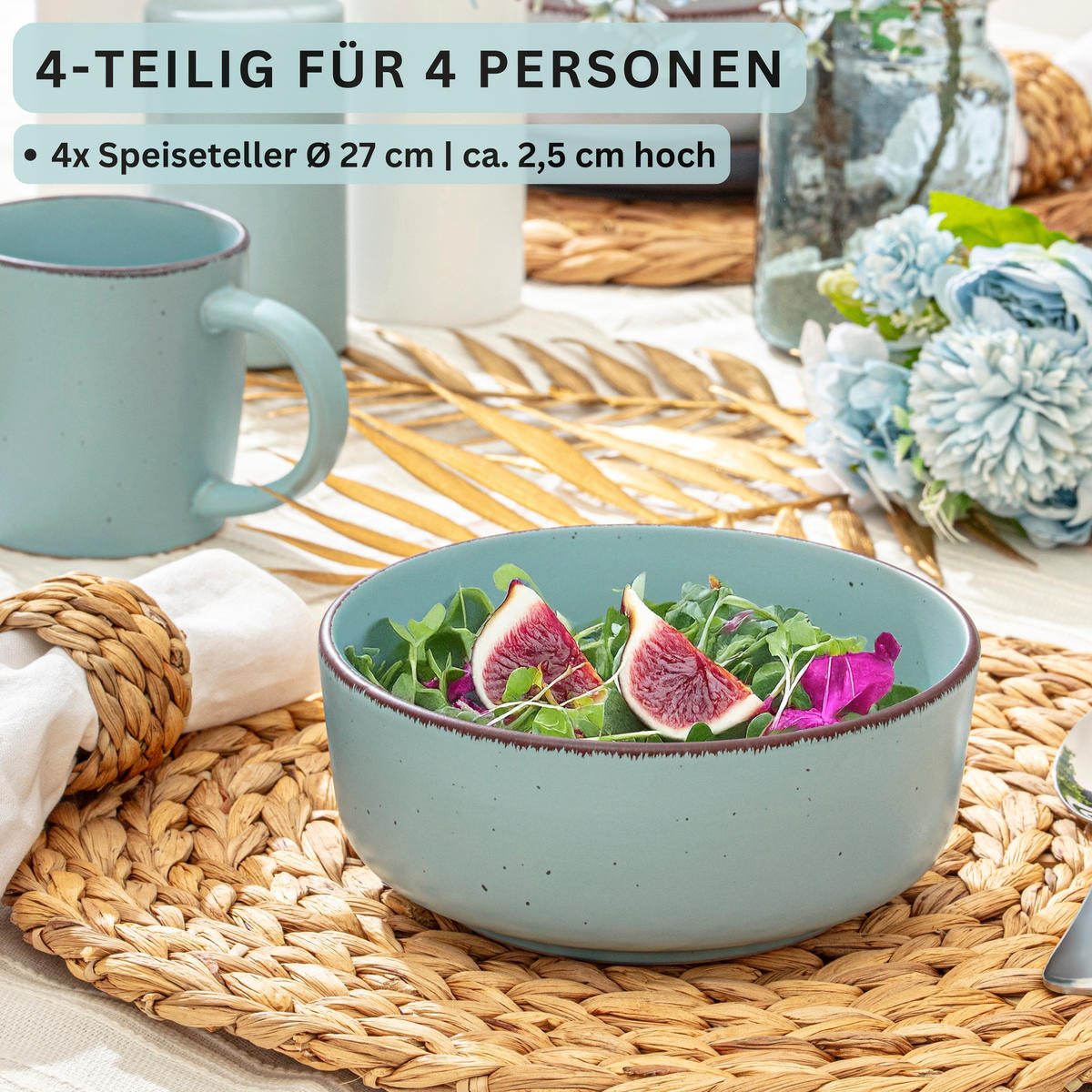 SCHALEN BOMBAY BREEZE - 4 teilig aus Steingut - Hellblau, Stein (16.5/16.5/6.5cm) - Sänger