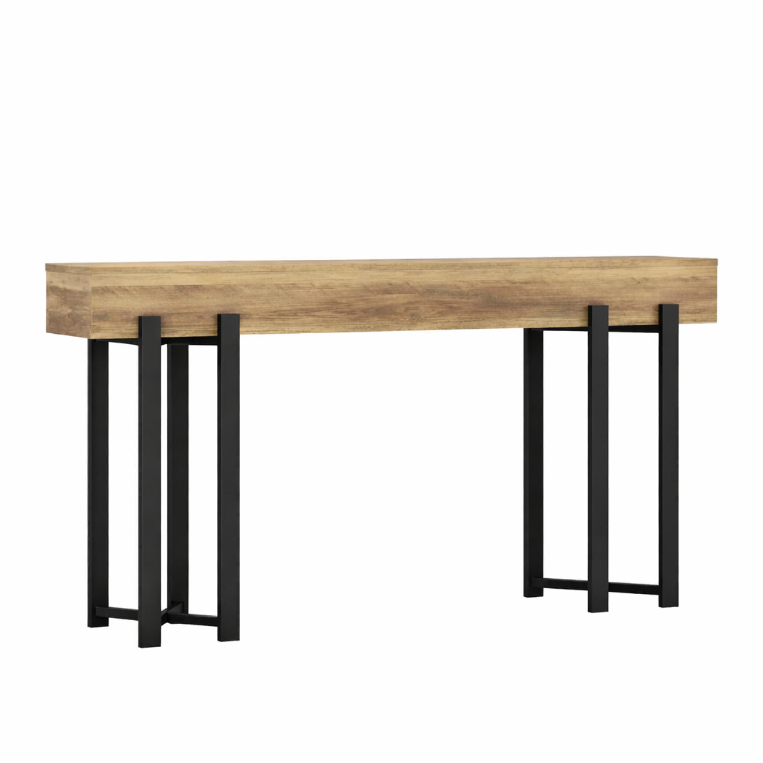 KONSOLENTISCH 160/28/79 cm Holzoptik Schwarz - Ahornfarben, Holzwerkstoff/Metall (30/160/80cm) - Quality Elegance