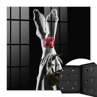 SCHLÜSSELBOX Schwarz 30x30 cm- Türöffnung nach rechts - Die Eleganz einer Rose - Schwarz, Metall (30/30/5cm) - TULUP
