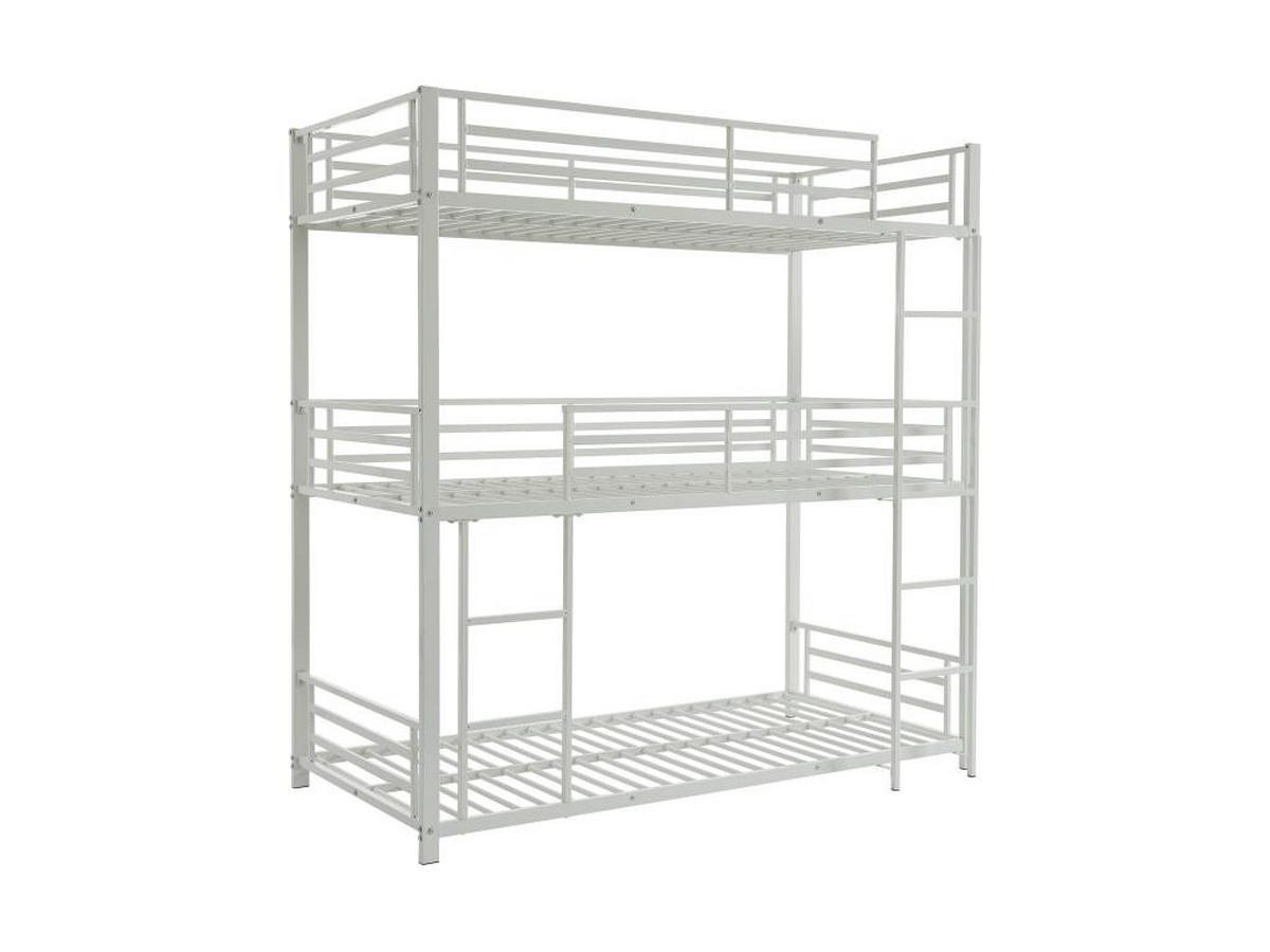 ETAGENBETT - 3 Personen - 3 x 90 x 190 cm - Metall - Weiß - ELOUAN III - Weiß, Metall - Vente-Unique