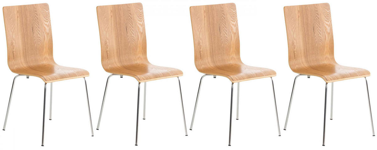 BESUCHERSTUHL 4er Set Holz eiche - Eichefarben, Holz/Metall (43/87/47cm) - CLP
