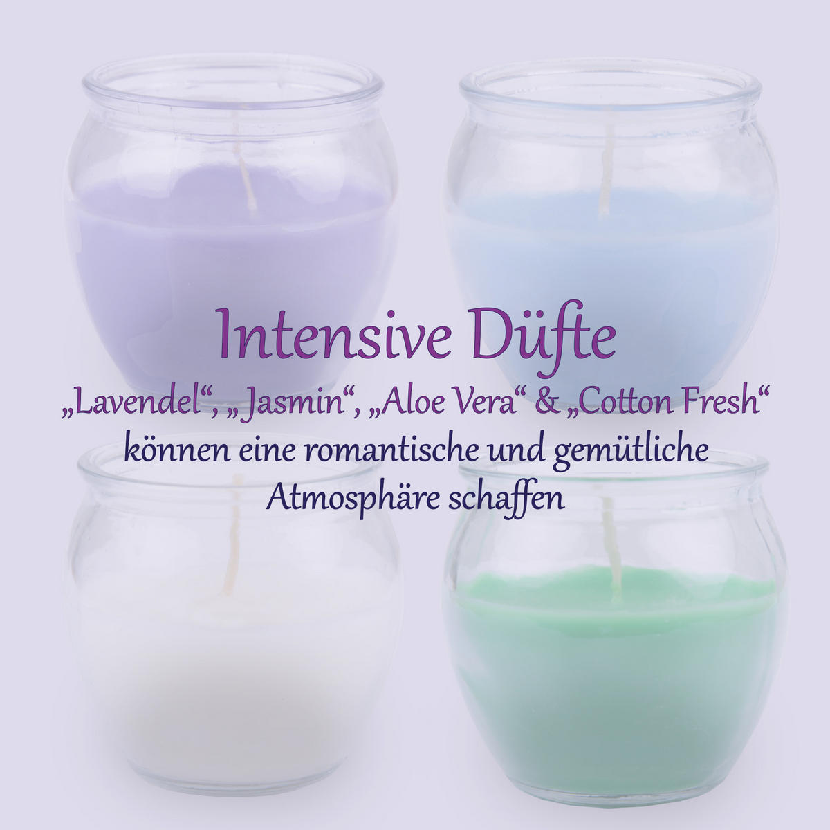 DUFTKERZEN "Selection" - 4 Kerzen im Mix Floral - Lila/Multicolor, Naturmaterialien (5.8/6cm)