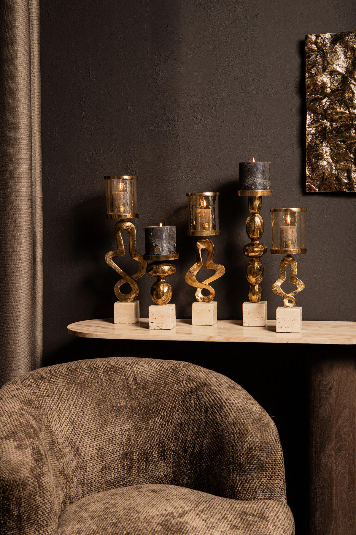 KERZENHALTER Sianaine Gold 11.5/11.5/48cm - Goldfarben, Glas (11.5/48/11.5cm) - PTMD Collection