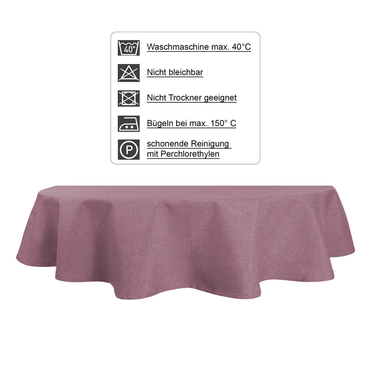 TISCHDECKE Leinenoptik 160/260 cm oval Altrosa - Altrosa, Textil (160/260cm) - TiborTex