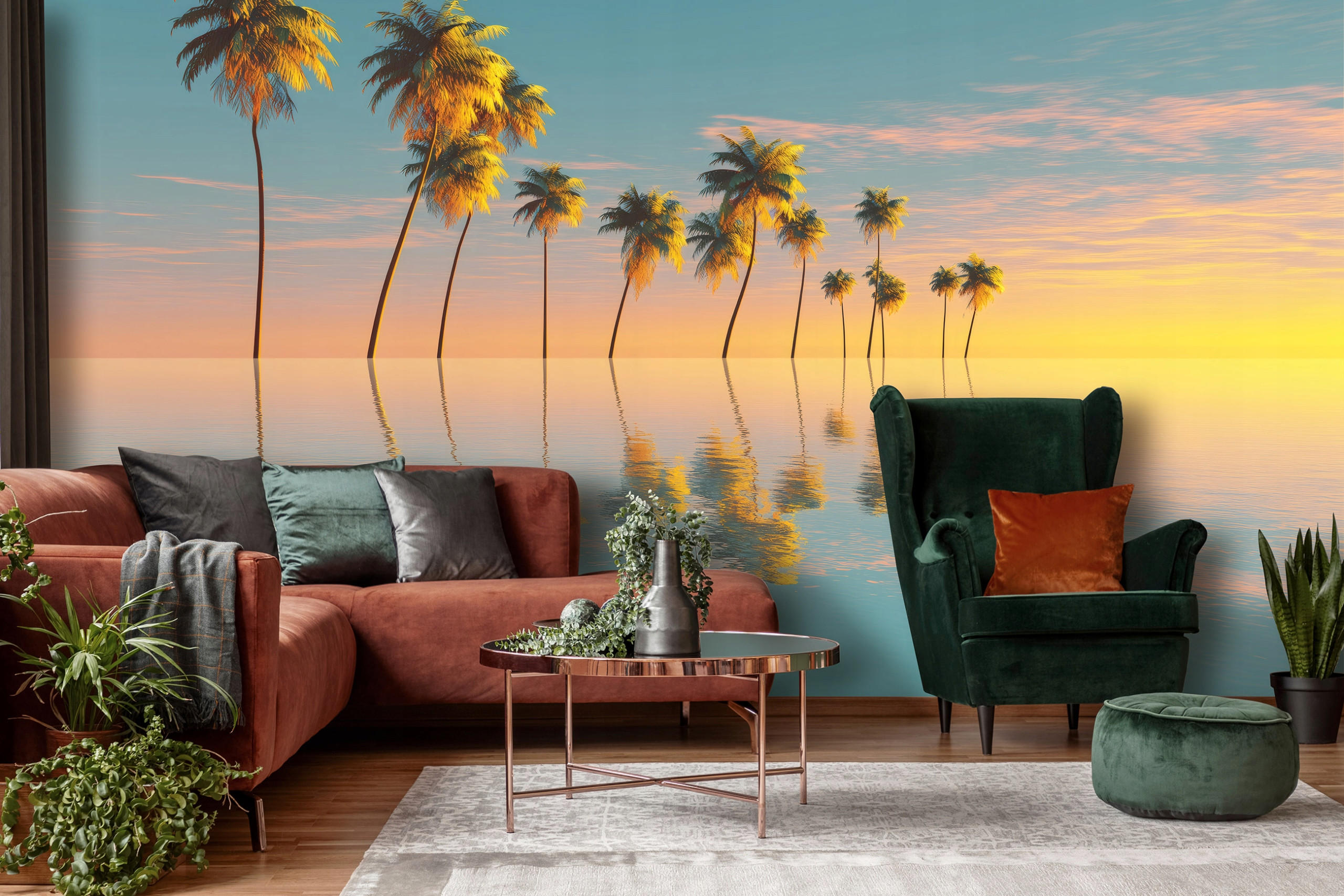 FOTOTAPETE 3D Effekt Strand Meer Karibik Wohnzimmer 200x140 - Multicolor, Papier (200/140cm) - Wallarena