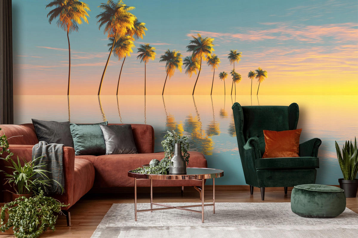 FOTOTAPETE 3D Effekt Strand Meer Karibik Wohnzimmer 200x140 - Multicolor, Papier (200/140cm) - Wallarena