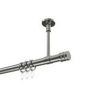 GARDINENSTANGEN-SET Sonette Estana 180 cm, 1-läufig, 20 mm Ø Edelstahl-Optik - Edelstahlfarben, Metall (180cm) - INTERDECO