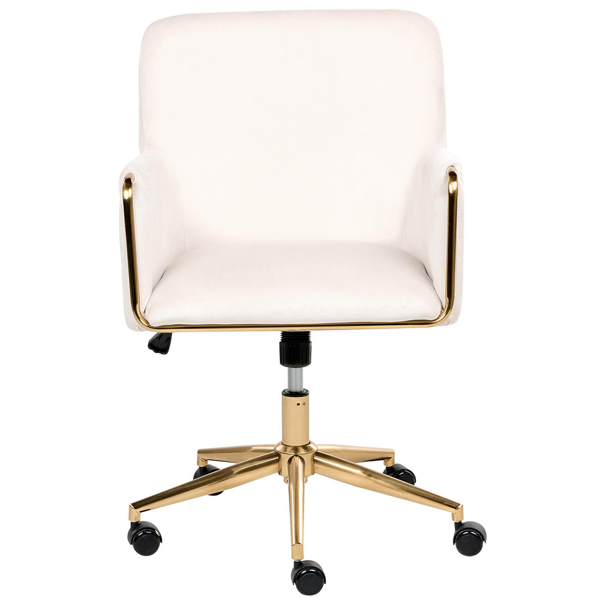 SCHREIBTISCHSTUHL Samtstoff Cremeweiß Altona - Weiß, Textil (59/84/59cm) - Beliani