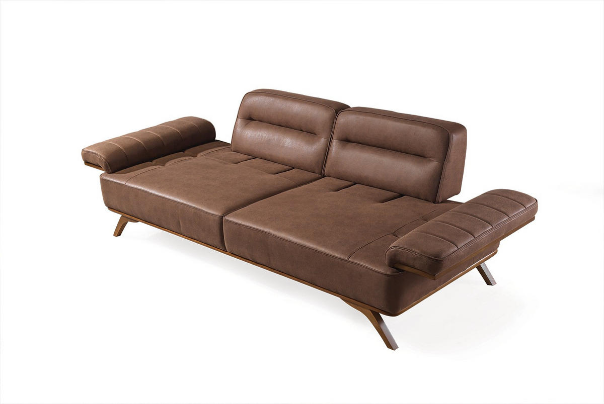 3 Sitzer SOFA Andorra Samt Braun - Braun, Holz/Textil (235/83/97cm)