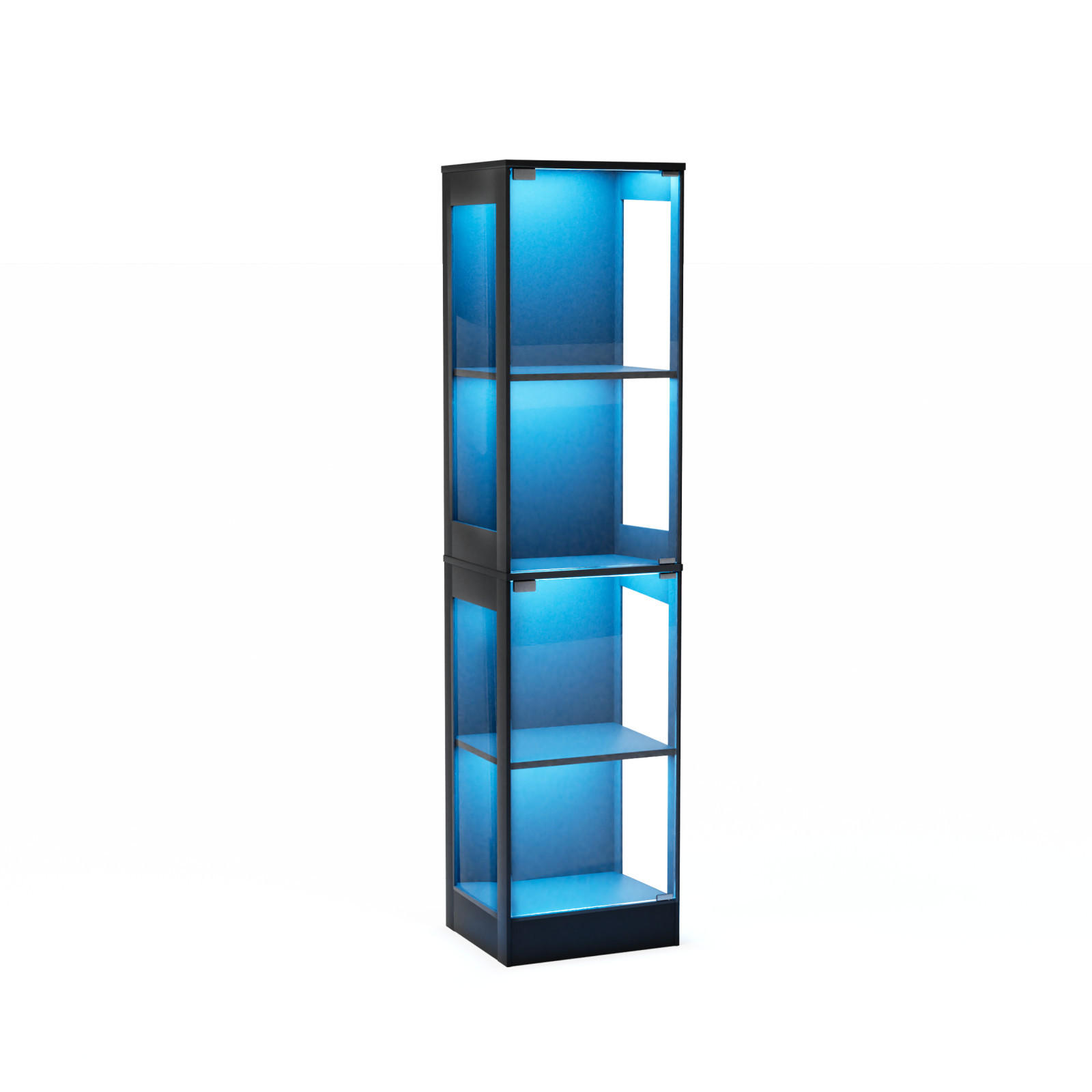 VITRINENSCHRANK mit LED Beleuchtung und Ladestation Schwarz - Schwarz, Glas (40/165/30cm) - PARAFTA HOME