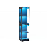 VITRINENSCHRANK mit LED Beleuchtung und Ladestation Schwarz - Schwarz, Glas (40/165/30cm) - PARAFTA HOME