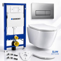 WC-SET ROLO Weiß, Slim-Sitz, Vorwandelement und Betätigungsplatte Delta50 rechteckig Chrom - Weiß, Keramik (50/112/48.5cm) - bad land
