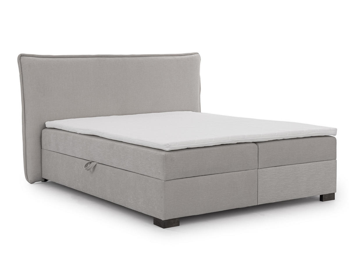 BOXBETT Lovetti, Strukturstoff mit Cordoptik, H3 - Dunkelbraun/Hellgrau, Holz/Kunststoff (200/200cm) - S-Style Möbel