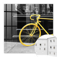SCHLÜSSELBOX Weiß 30x30 cm – Türöffnung nach rechts - Gelbes Fahrrad - Gelb, Metall (30/30/5cm) - TULUP