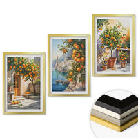 WANDBILDER 3er Set - 40x60 cm Goldrahmen - Gemalte Zitruslandschaften - Goldfarben, Kunststoff (40/60cm) - ArtPrintCave
