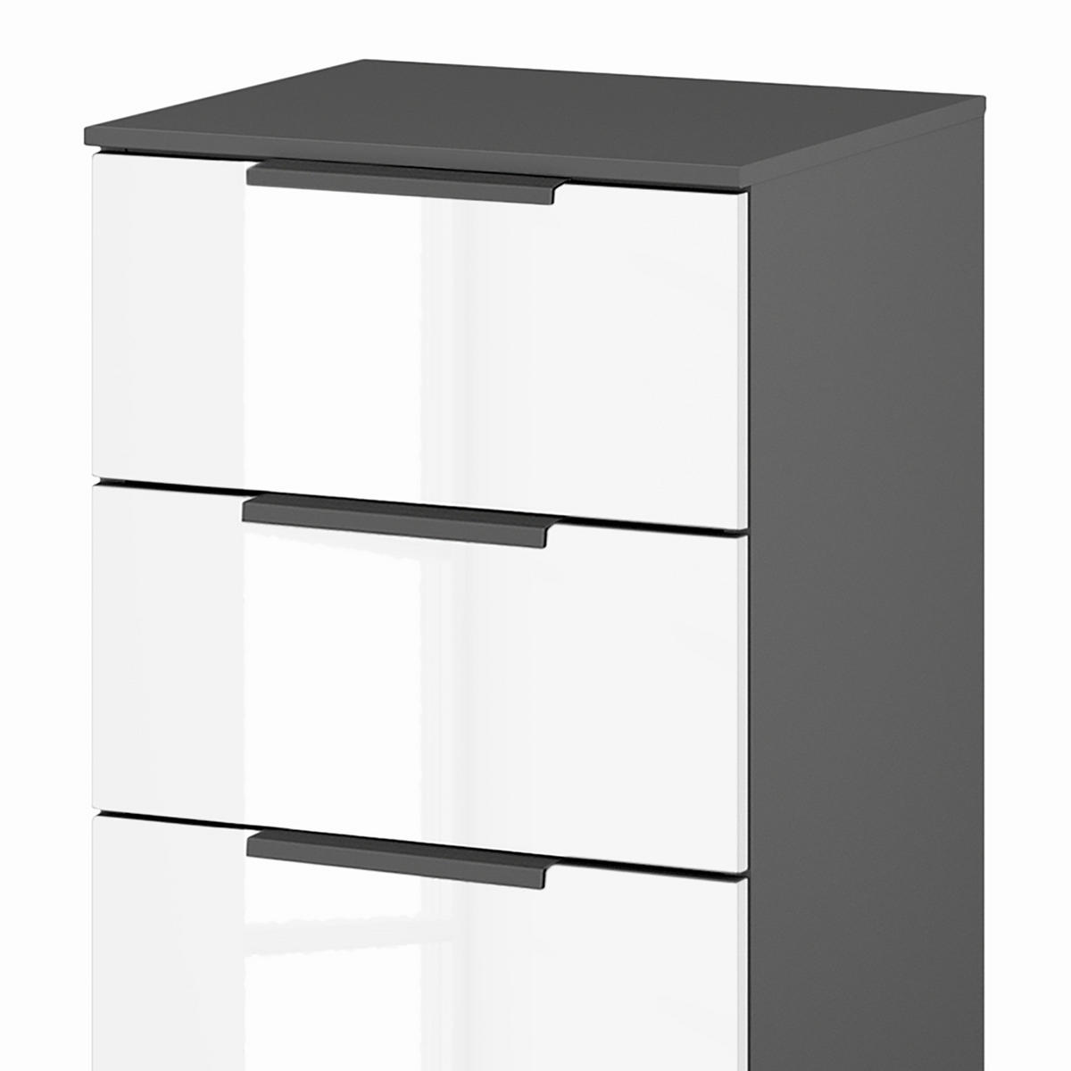 KOMMODE - 4 Schubladen - Weiß Hochglanz/Graphitfarben, Holzwerkstoff (40/81/42cm) - home24